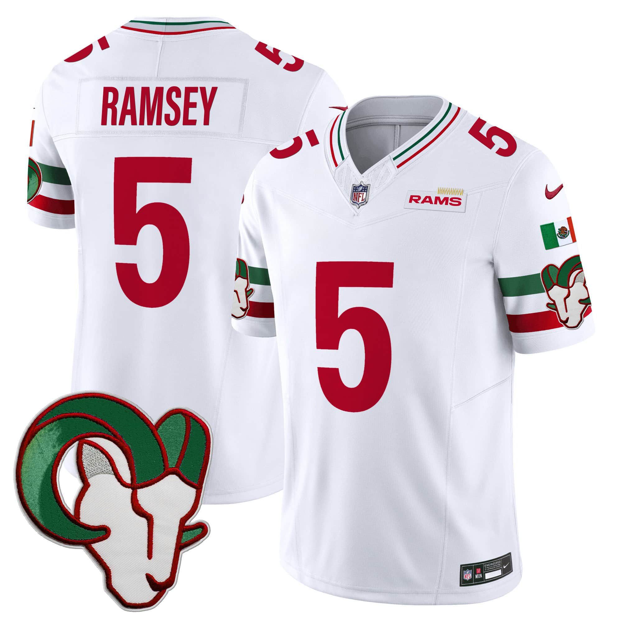 Men Los Angeles Rams #5 Ramsey White 2024 Nike Mexico Vapor Limited NFL Jersey->indianapolis colts->NFL Jersey